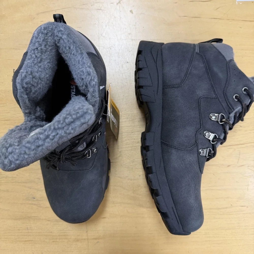 Snow Boots Mens Size 7 Gray Faux Leather Thinsulate Lined Insulated Winter GORP